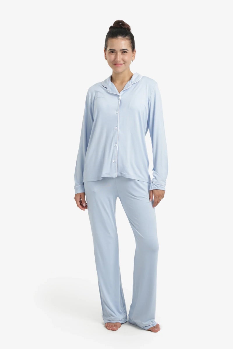 Carina Classic Piped Viscose Pyjama Set - Image 1